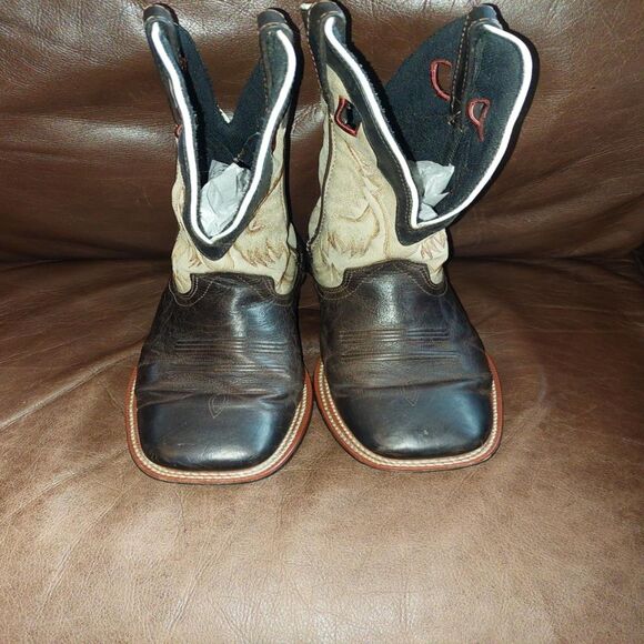 Laredo 7886 Men's Brown/Tan Square Toe Leather Cowboy Western Boots - Size 8.5D - Picture 1 of 4